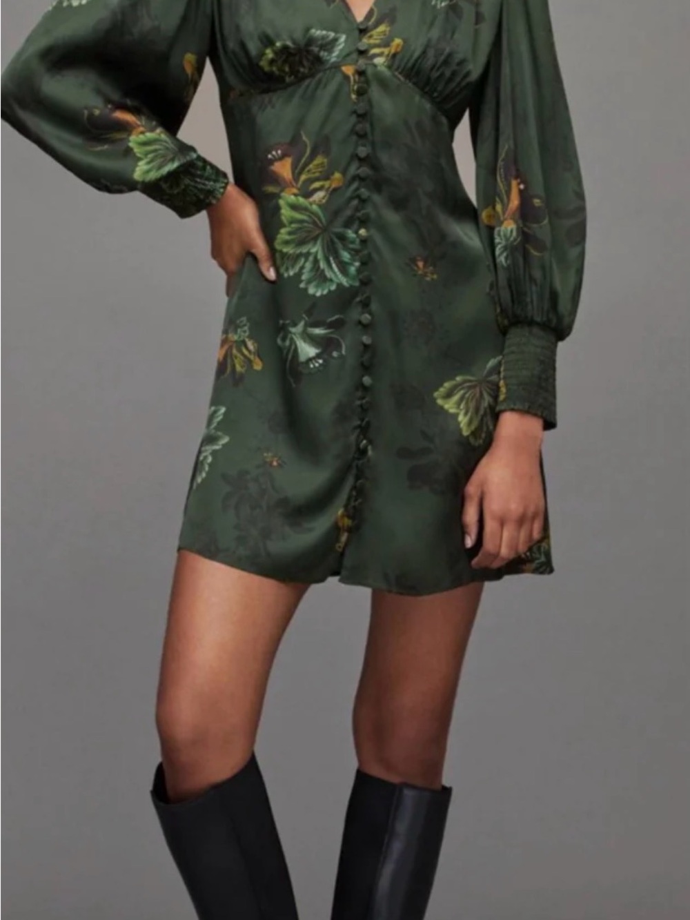 ALLSAINTS Auden Lilly Dress Forest Green Size 10